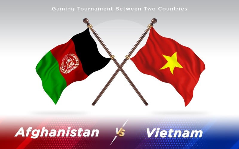 Afghanistan versus Vietnam Two Countries Flags - Illustration