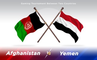 Afghanistan versus Yemen Two Countries Flags - Illustration