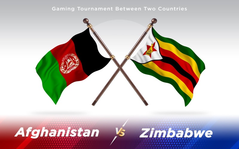 Afghanistan versus Zimbabwe Two Countries Flags - Illustration
