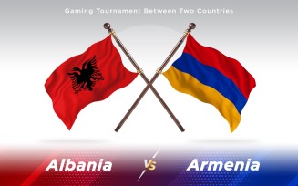 Albania versus Armenia Two Countries Flags - Illustration