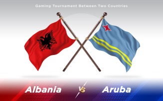 Albania versus Aruba Two Countries Flags - Illustration