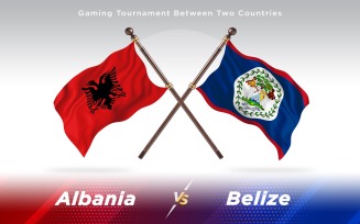 Albania versus Belize Two Countries Flags - Illustration
