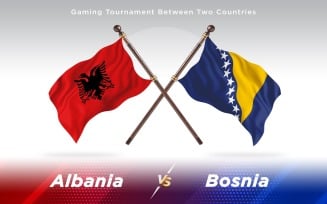 Albania versus Bosnia Two Countries Flags - Illustration
