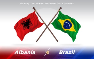 Albania versus Brazil Two Countries Flags - Illustration