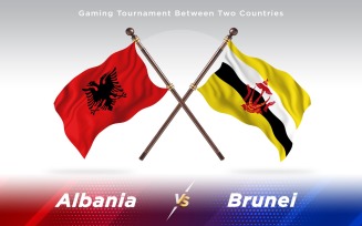 Albania versus Brunei Two Countries Flags - Illustration