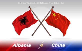 Albania versus China Two Countries Flags - Illustration