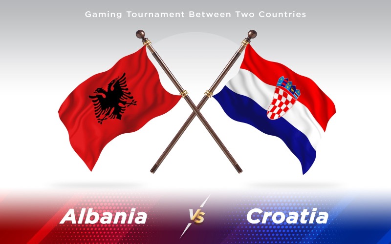 Albania versus Croatia Two Countries Flags - Illustration