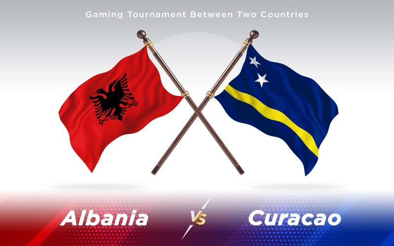Albania versus Curacao Two Countries Flags - Illustration