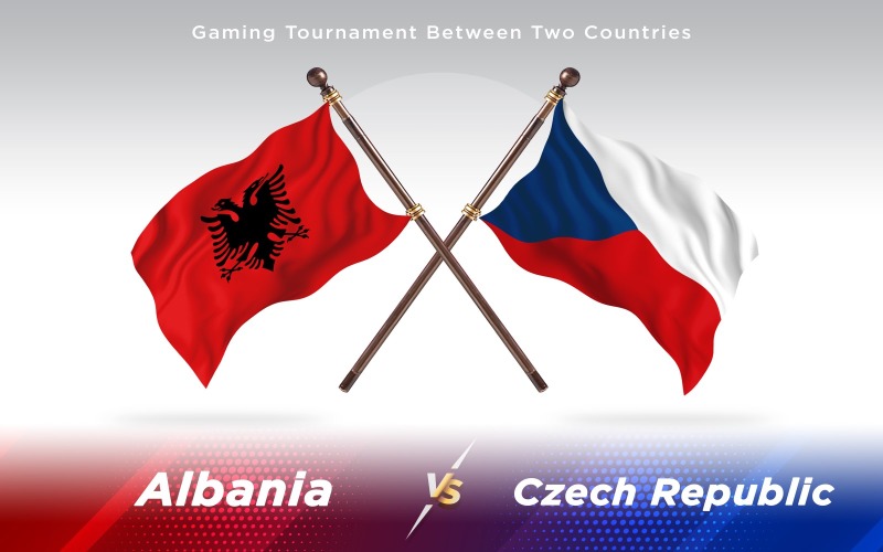 Albania versus Czech Republic Two Countries Flags - Illustration