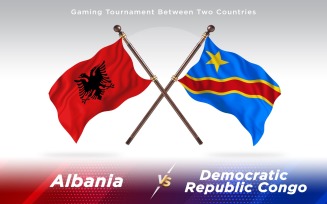 Albania versus Democratic Republic Congo Two Countries Flags - Illustration