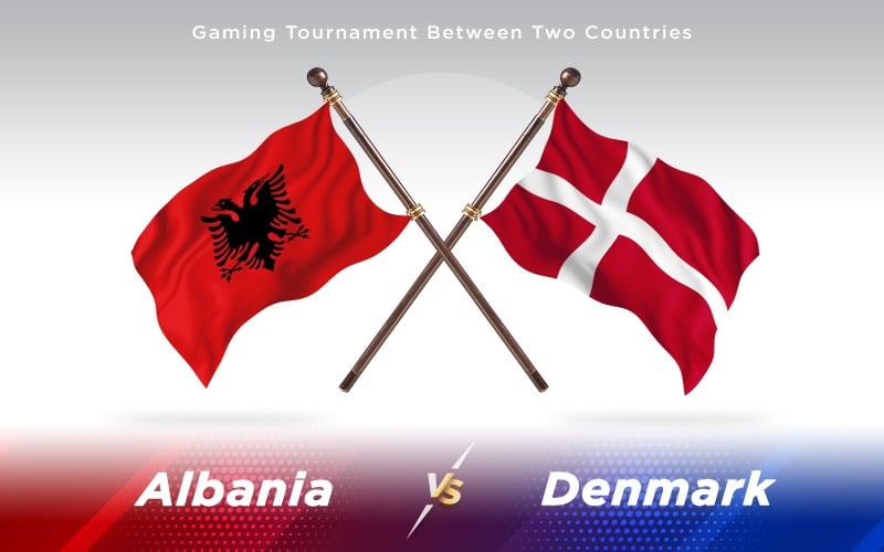 Albania versus Denmark Two Countries Flags - Illustration