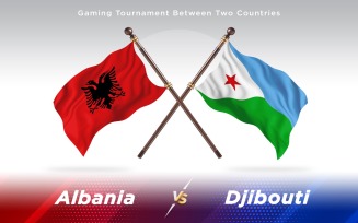 Albania versus Djibouti Two Countries Flags - Illustration