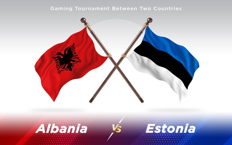 Albania versus Estonia Two Countries Flags - Illustration