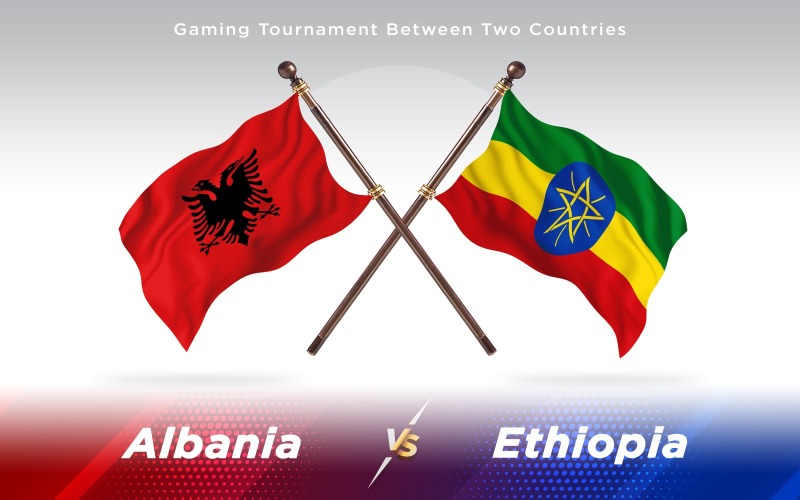 Albania versus Ethiopia Two Countries Flags - Illustration
