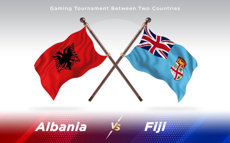 Albania versus Fiji Two Countries Flags - Illustration