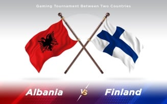 Albania versus Finland Two Countries Flags - Illustration