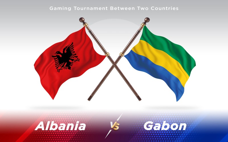 Albania versus Gabon Two Countries Flags - Illustration