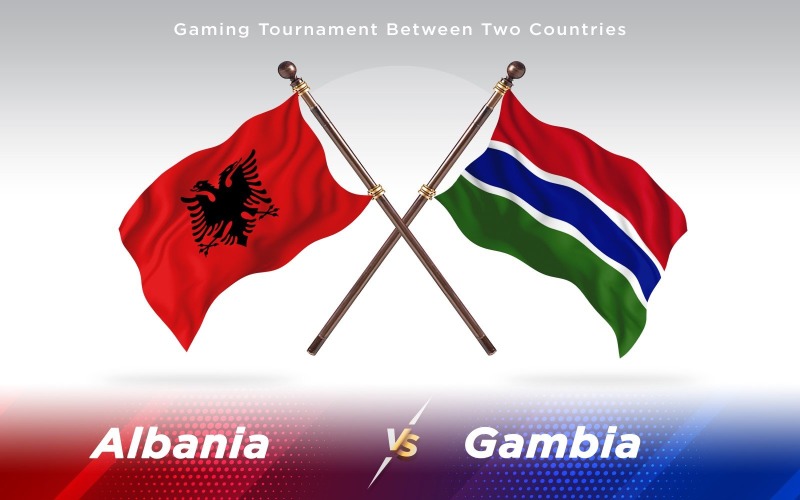 Albania versus Gambia Two Countries Flags - Illustration
