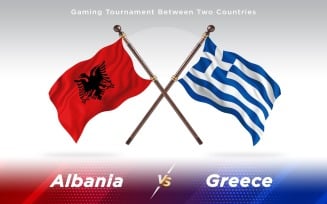 Albania versus Greece Two Countries Flags - Illustration