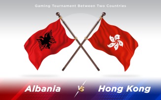 Albania versus Hong Kong Two Countries Flags - Illustration
