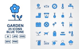 25 Premium Garden Blue Tone Icon Set