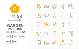 25 Premium Garden Lino Yellow Icon Set