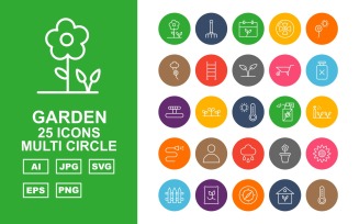 25 Premium Garden Multi Circle Icon Set