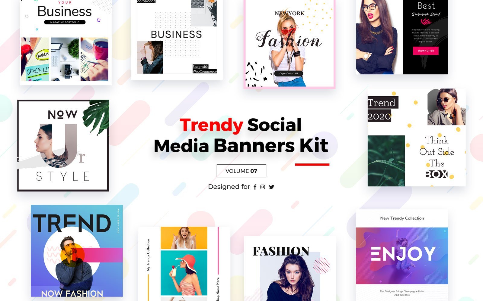 Kit Graphique #157869 Trendy Social Divers Modles Web - Logo template Preview