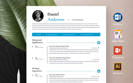Clean & Professional Editable Word Apple Pages CV Resume Template