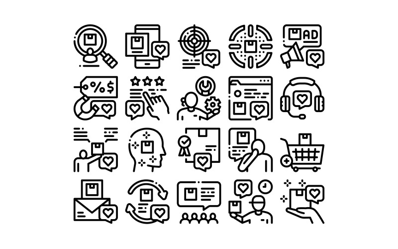 Buyer Customer Journey Collection Set Vector Icon Icon Set