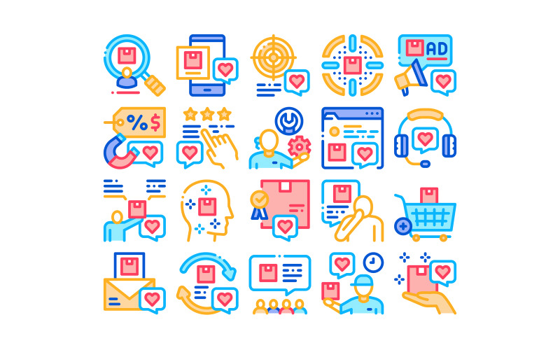 Buyer Customer Journey Collection Set Vector Icon Icon Set