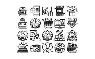 Cost Reduction Sale Collection Set Vector Icon
