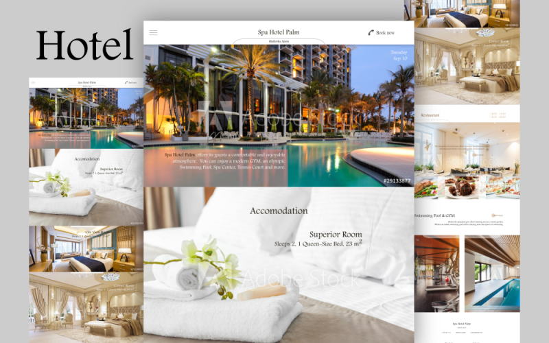 Hotel Site Landing Page Layout PSD Template