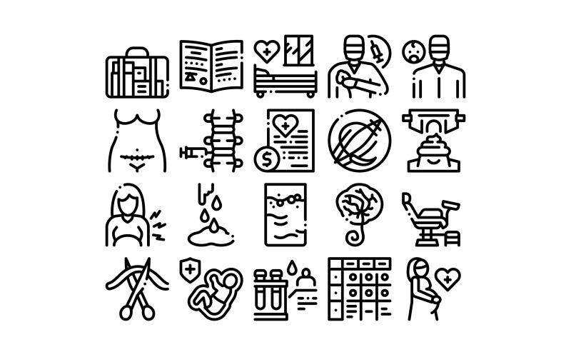 Maternity Hospital Collection Set Vector Icon Icon Set