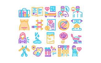 Maternity Hospital Collection Set Vector Icon