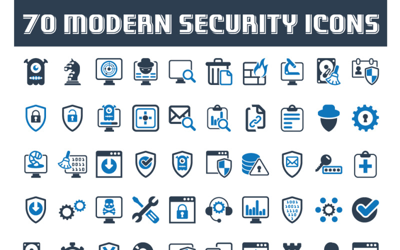 70 Modern Security Icon Set