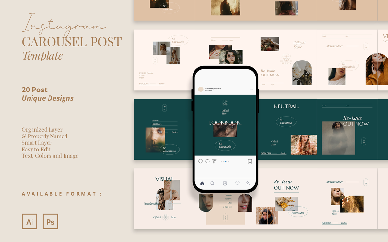 Neat and Beauty Instagram Carousel Post Template for Social Media