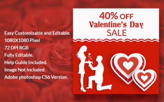 Valentines Sale Banner Social Media Template