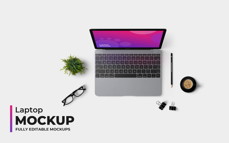 Laptop Top View product mockup Product Mockup