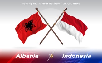 Albania versus Indonesia Two Countries Flags - Illustration