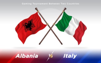 Albania versus Italy Two Countries Flags - Illustration
