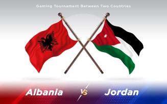 Albania versus Jordan Two Countries Flags - Illustration