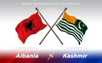 Albania versus Kashmir Two Countries Flags - Illustration