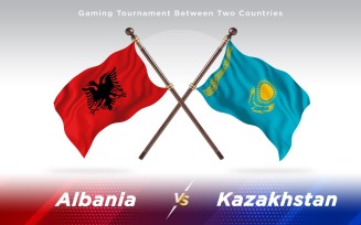 Albania versus Kazakhstan Two Countries Flags - Illustration