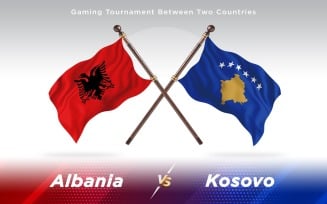 Albania versus Kosovo Two Countries Flags - Illustration