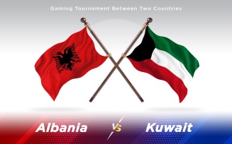 Albania versus Kuwait Two Countries Flags - Illustration
