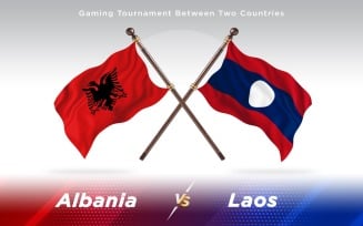 Albania versus Laos Two Countries Flags - Illustration