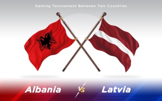 Albania versus Latvia Two Countries Flags - Illustration