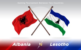 Albania versus Lesotho Two Countries Flags - Illustration