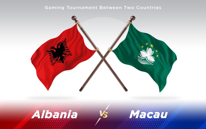 Albania versus Macau Two Countries Flags - Illustration